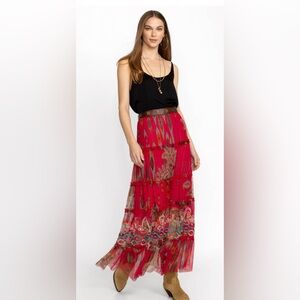 Bohemian Red Maxi Skirt